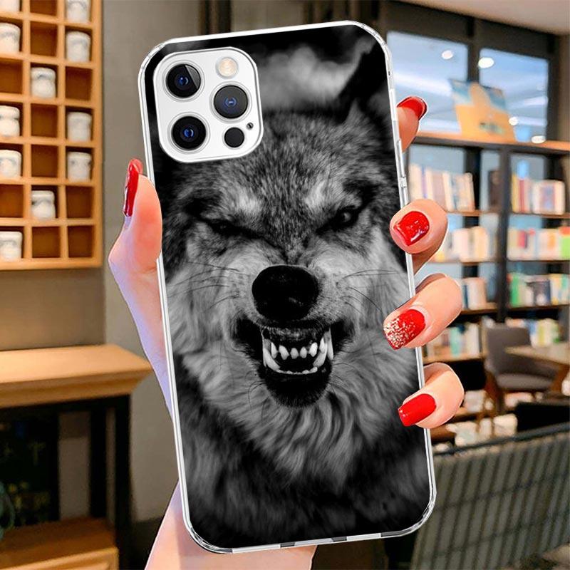 

Angry Animal Wolf Fierce Cover Phone Case For iPhone 16 17 Air 15 14 Pro Max 16E Phone Case 13 Mini 12 11 7 SE 8 Print Pattern F iPhone 16 Plus