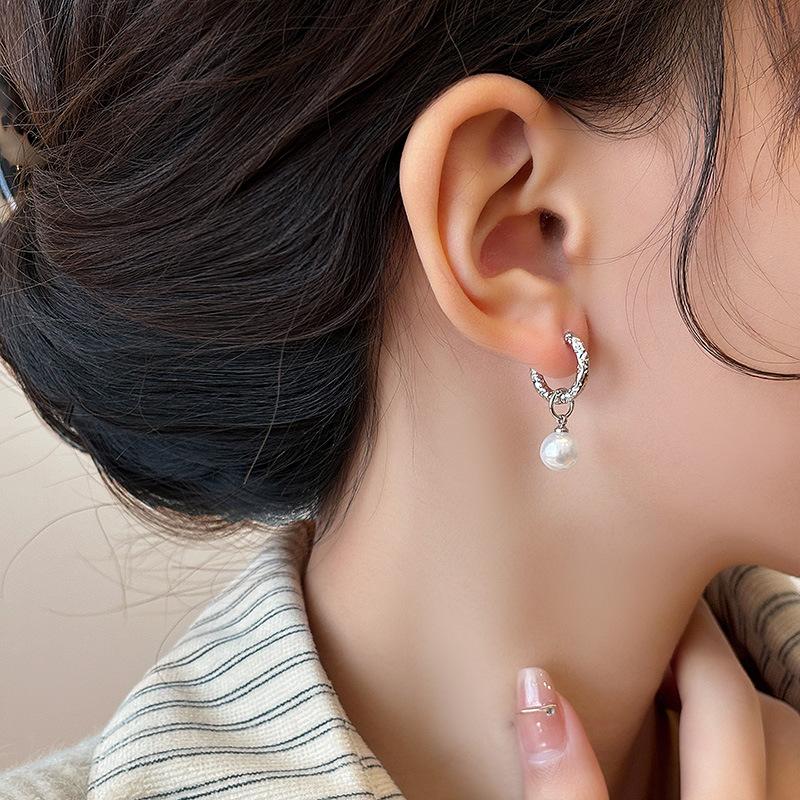 925 Pure Silver Pearl Heart Vintage Earrings For Woman Piercing Wedding Luxury Elegant Jewelry Prevent Allergies