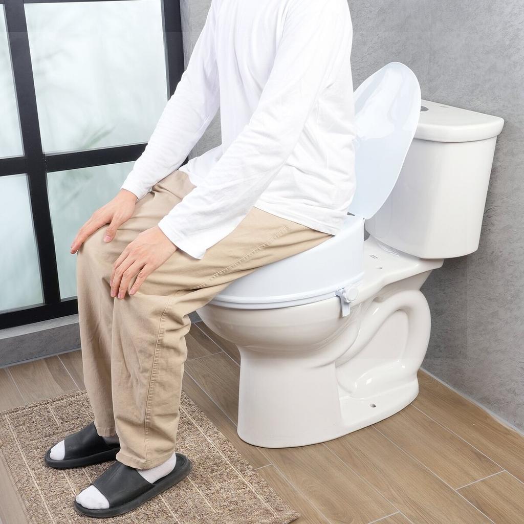 Raised Toilet Seat, 5" Height Raised, 300 lbs Weight Capacity, Universal Toilet Seat Riser, Screw Rod Locking, with Toilet Seat, for Elderly,