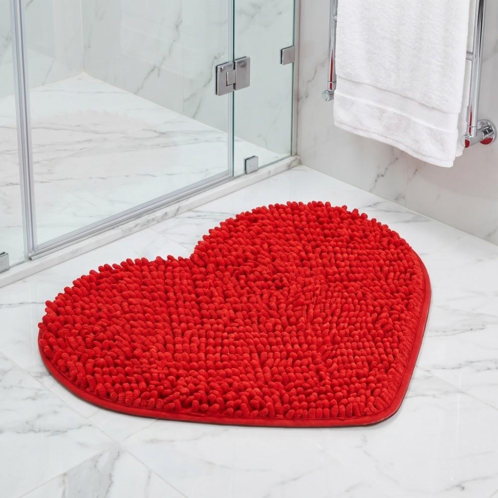 Red Non-slip Quick Dry Bath Rug  Bedroom Bedside Decorative Floor Mat