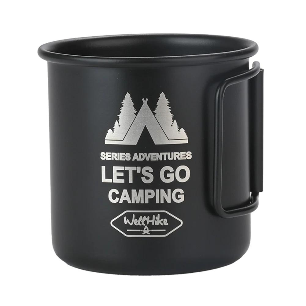 300ML Camping Mug Outdoor Aluminium Alloy Water Cup with Foldable Handle Tea Beer Coffee Mug Coffee Wine Cup for Hiking Travel