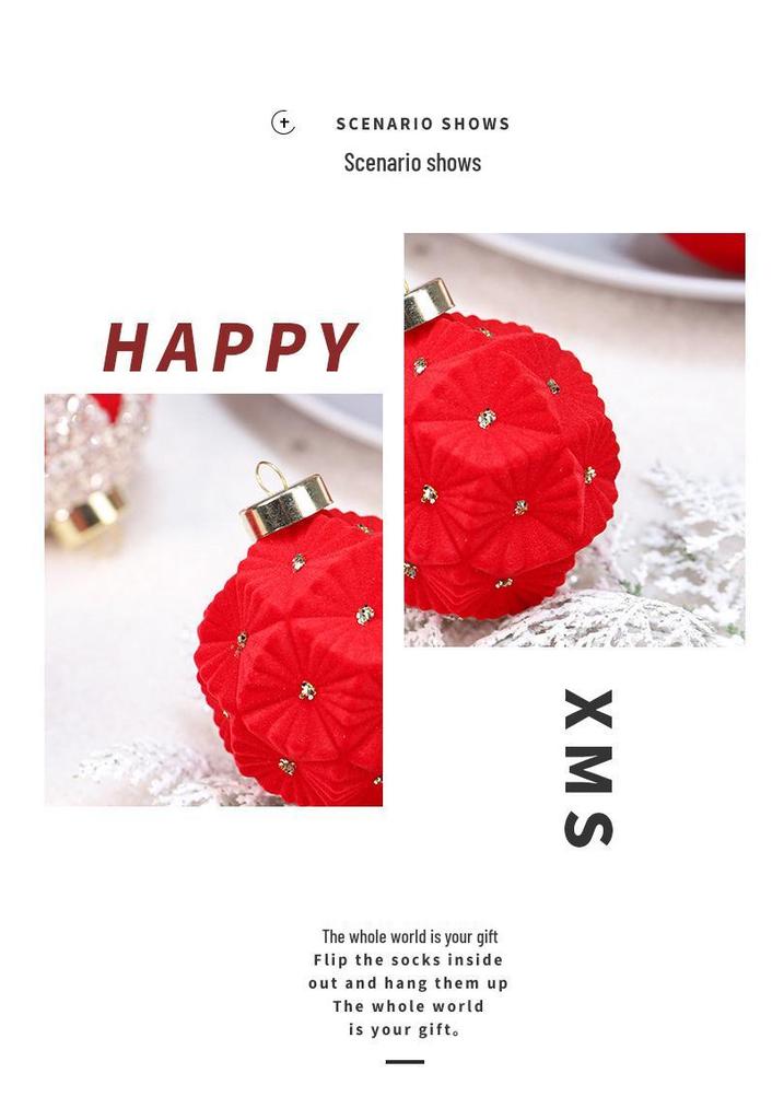 Irregular Flocked Christmas Ball Ornaments Set for Hanging