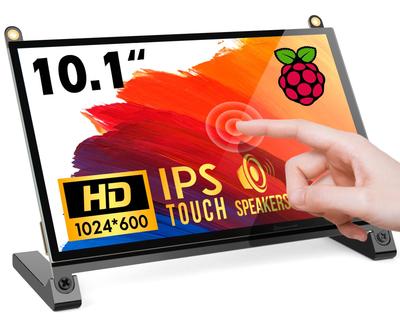 ROADOM 10palcový dotykový monitor pro Raspberry Pi IPS 1024X600 Dotykový displej Malý monitor Reproduktor Vhodný pro Raspberry Pi Xbox PS4 Ubuntu Windows One