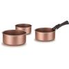 Set of 3 Saucepans - All Hobs Including Induction - ARTHUR MARTIN - AM2366 - Ø 16, 18 and 20 Cm + 1 Removable Handle - Terracotta