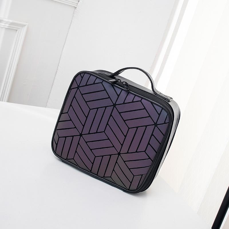 

Новая геометрическая сумка-бриллиант Женская универсальная светящаяся маленькая квадратная сумка Сумка с двойной молнией Волшебная перегородка Косметичка