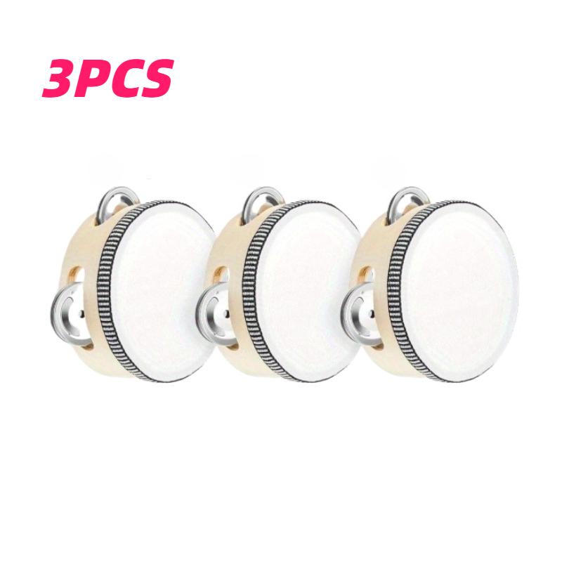 

3/6pcs Elegant White and Golden Wedding Drum Plates Adults Handheld for Weddings Church Events Party Games Musical Performances