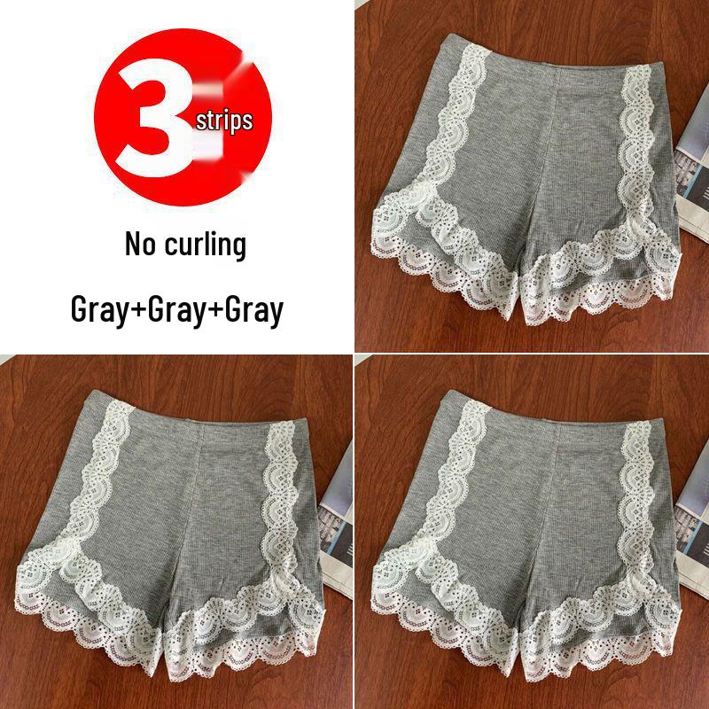 Women's Summer Lace Trim Anti-Exposure Ice Silk Safety Shorts