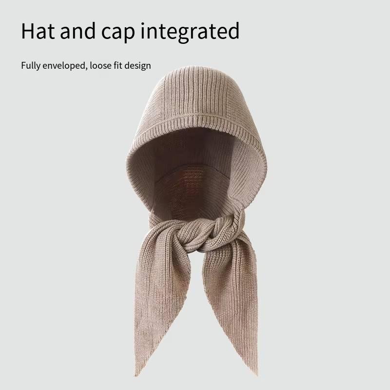 2026 New Adult Women's Sunproof Balaclava Hat & Scarf Set Winter Warm Neck Knitted Spandex/Polyester Hooded Skin-Friendly
