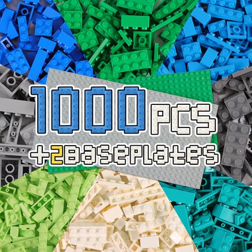 

WYSWYG 1000-Piece Building Block Set with 2 16x32 Baseplates, 8 Colors and 19 Shapes, ABS Material, Compatible STEM Educational Toy for Ages 6 and Up,