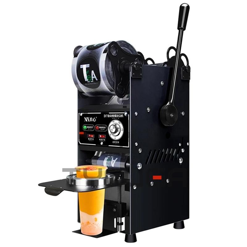 

Машина для запечатывания стаканчиков, напитков, молока, чая, магазина, полуавтоматическая машина для запечатывания коммерческих кофейных соков, соевого молока, напитков, термоупаковщик 220 В EU Adapter&With 300PCS Films&Manual 220V 90 95MM чёрный