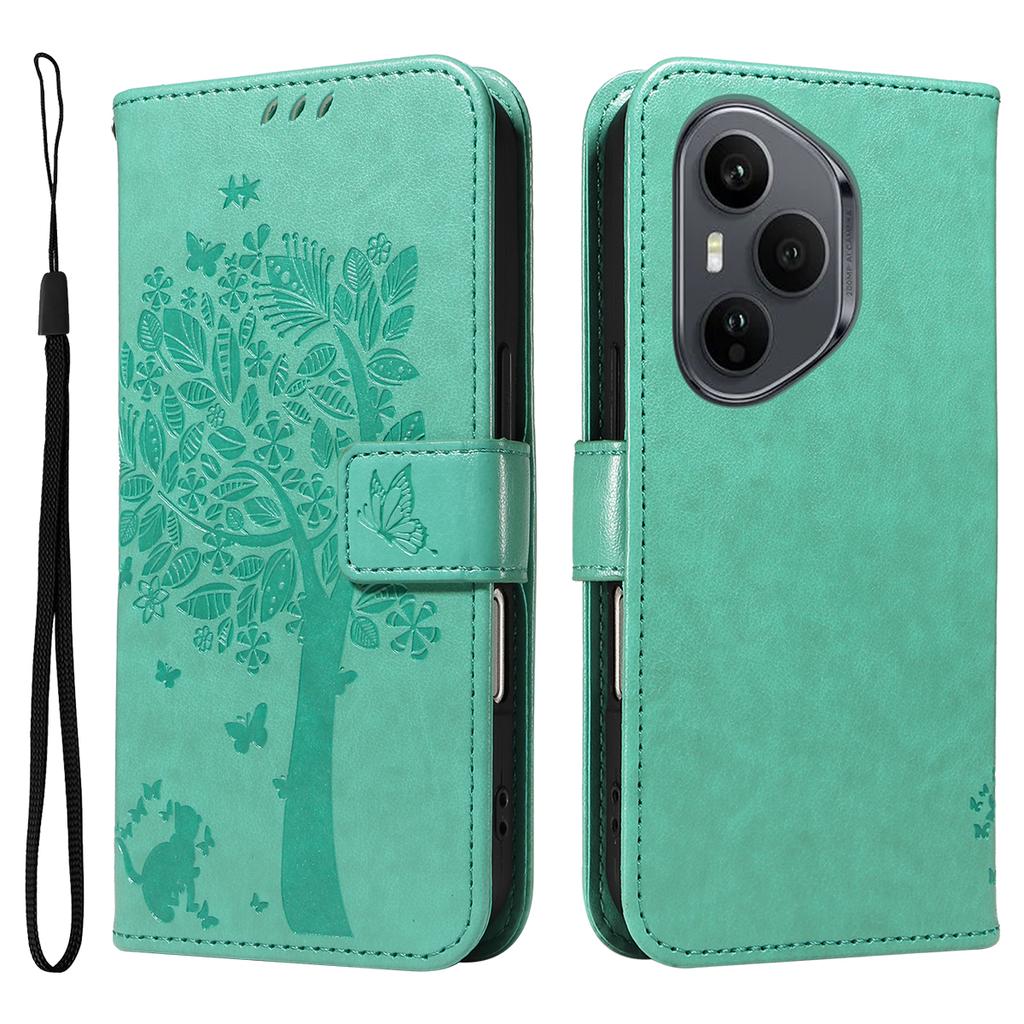 For Honor 400 Pro 5G (Global) Phone Case with Stand Cat Tree Pattern Leather Wallet Mobile Cover