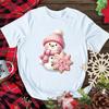 Christmas Pink Snowman T-shirt Christmas Activities TShirts Women Unisex Casual Tops White T-Shirt Graphic TShirt Streetwear