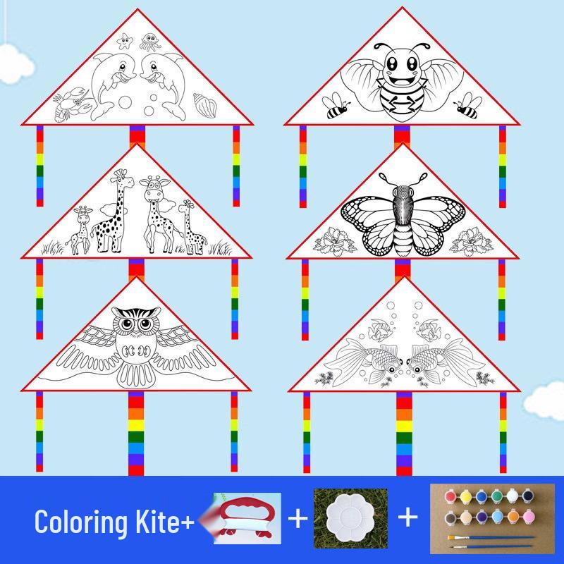 Children s DIY Kite Painting Kit 12 Paints, 2 Brushes, Palette