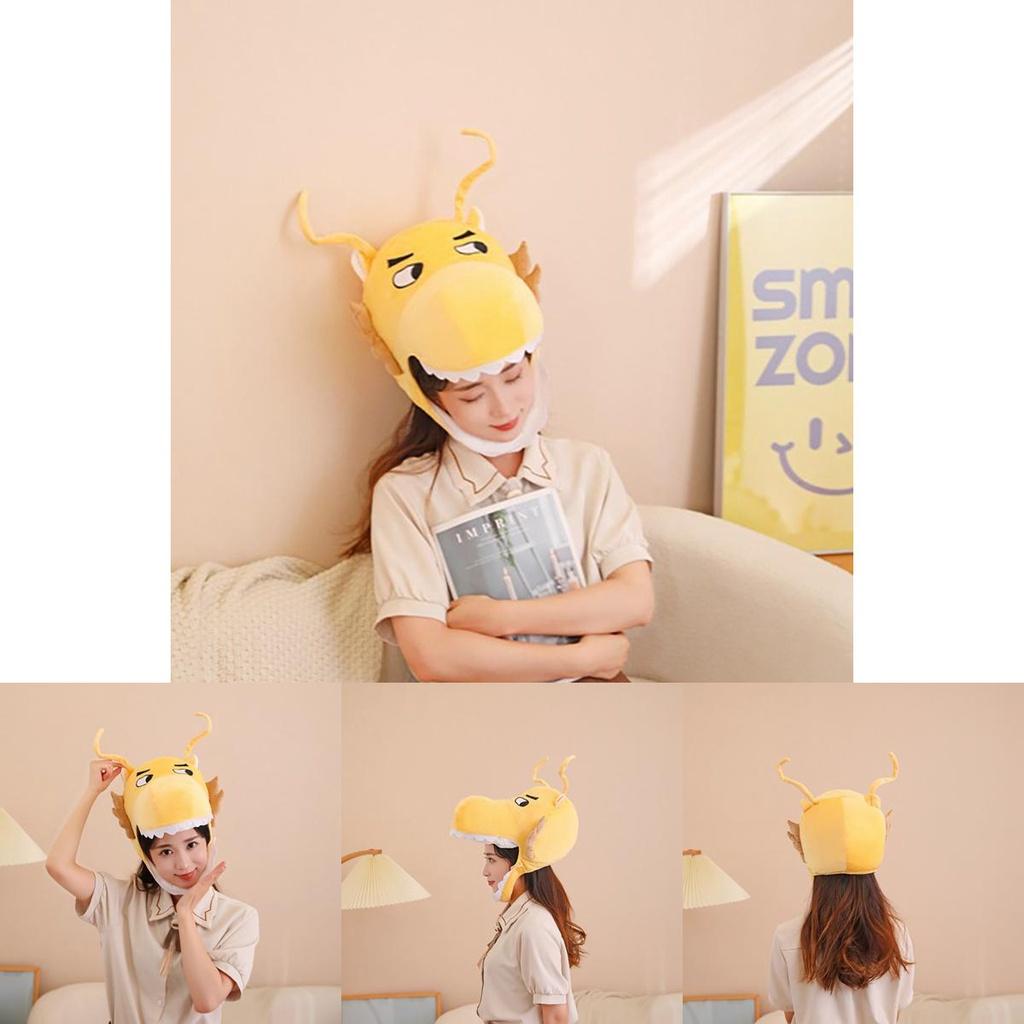 Velkoobchodní Zlatá Dračí Hlava Klobouk Pro Fotografické Rekvizity A Vystoupení Kreslený Styl Plyšový Klobouk Maskot Roku)