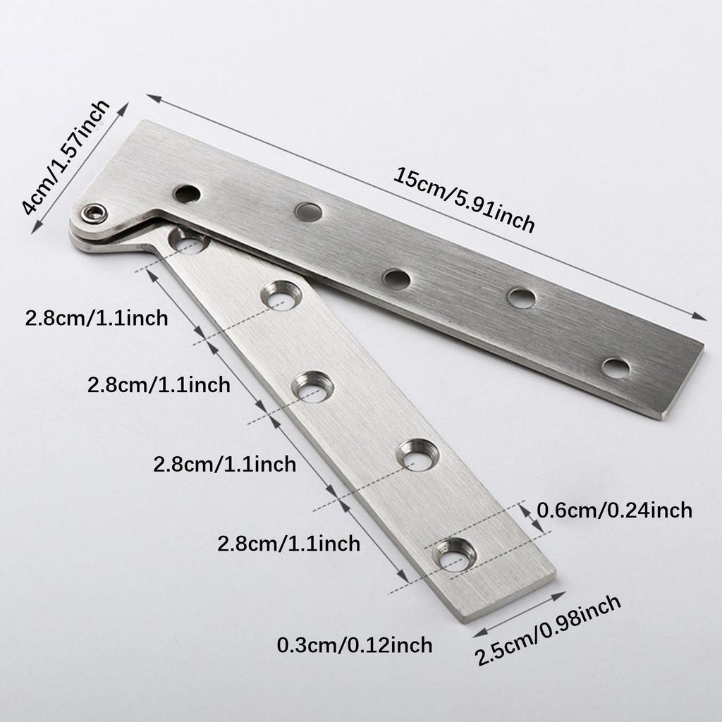 2x Stainless Steel High Strength Easy to Install Hidden Kitchen Cabinet Hinges for Bedroom Kitchen Home Use Living Room Bathroom