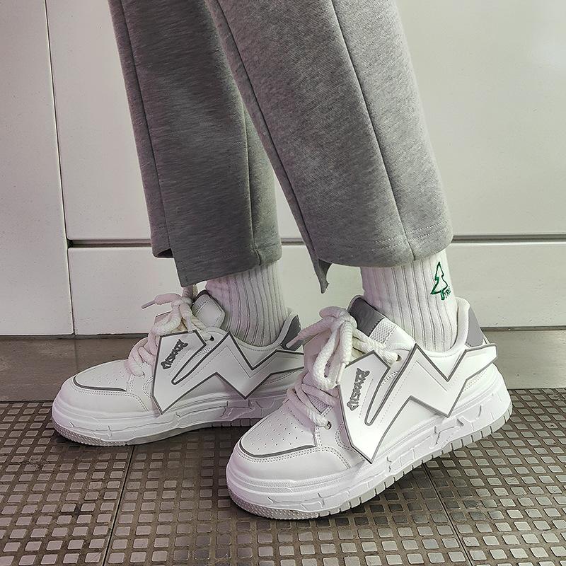 

Мужская обувь в стиле Харадзюку, обувь на толстой подошве, повседневная модная обувь, кроссовки для папы на платформе, спортивная обувь для скейтбординга 44 белый