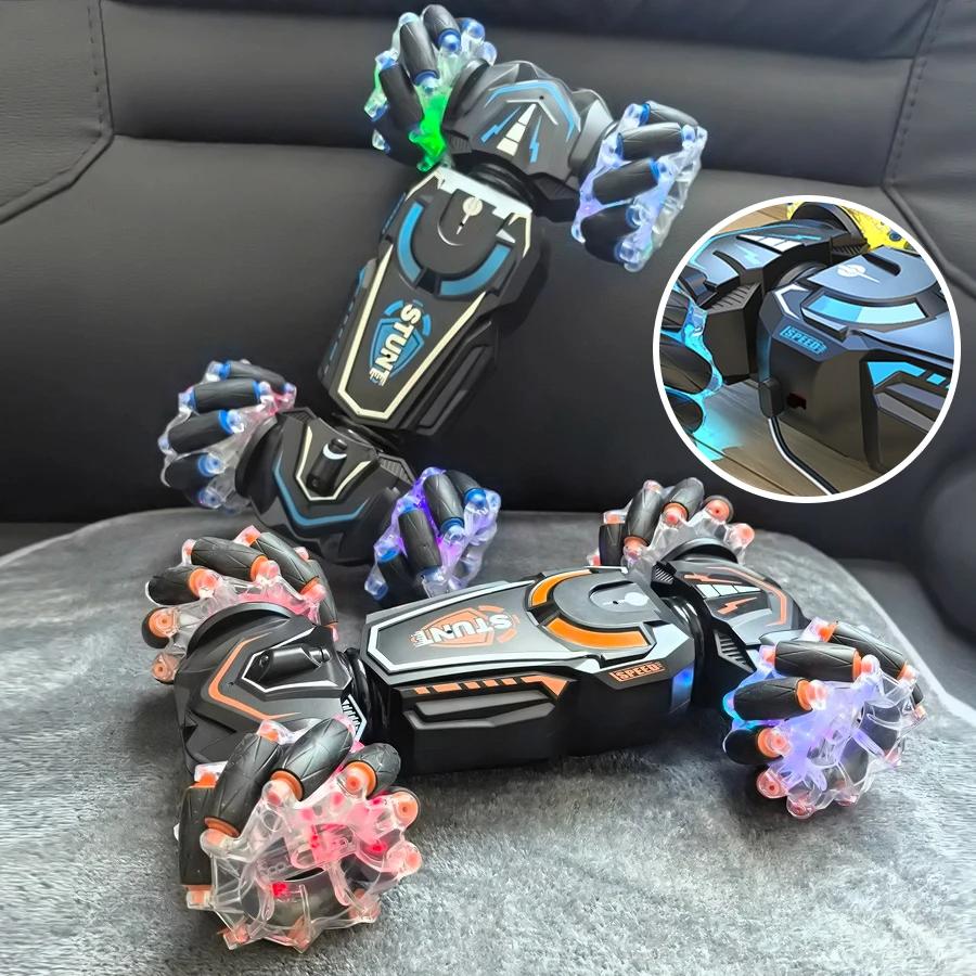 4WD RC Stunt Car, 2.4G Wireless Remote Control Cars with RC Watch Gesture Sensor LED Rotation Drift, Gift Electronic Toy for Kids Boys
