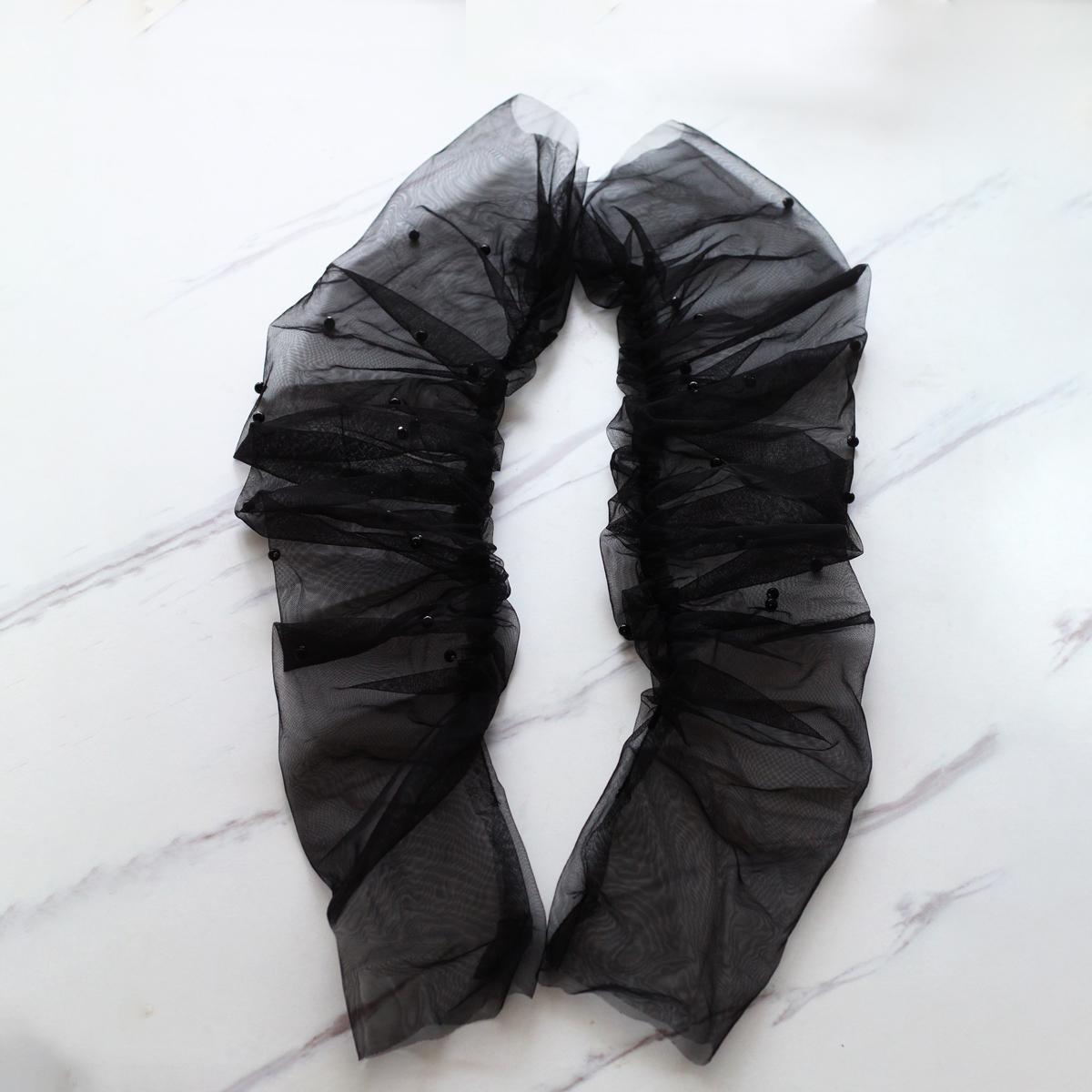 

Свадебные перчатки без пальцев белые / черные длинные тюлевые жемчужные перчатки невесты нарукавники для подружек невесты женские нарядные вечерние перчатки чёрный