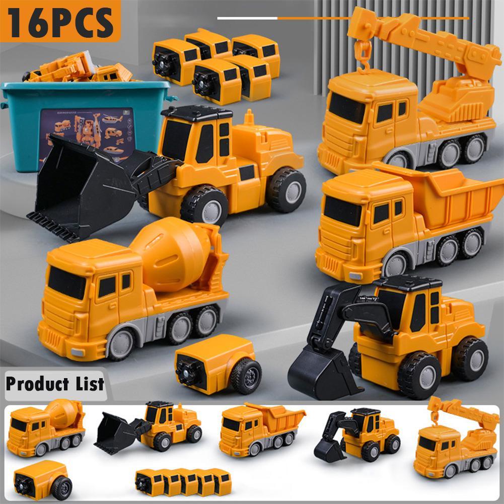 Magnetic Deformation Robot Engineering Car Excavator Mixer Truck Children's Multi-functional Combination Transform Robot Toy