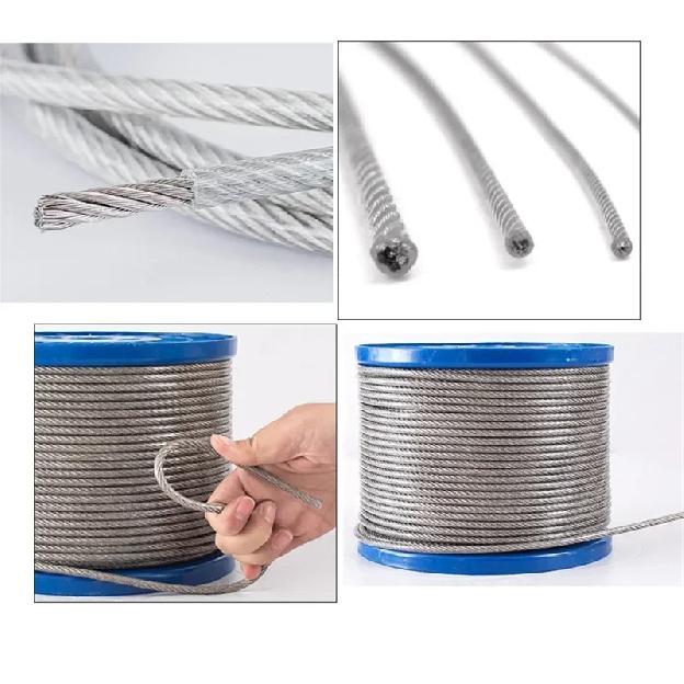 Dia 0.5/1/1.5/2/2.5/3/5mm 304 Stainless Steel PVC Coated Flexible Wire Rope Soft Cable Transparent Stainless Steel Clothesline