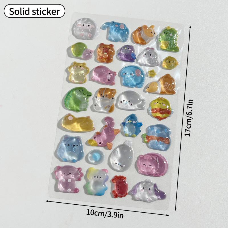 Kids 3D Cartoon Stickers Crystal Embossed Stickers  Journal Decorative Stickers For Phone & Laptop Decor Creative Exchange Gift