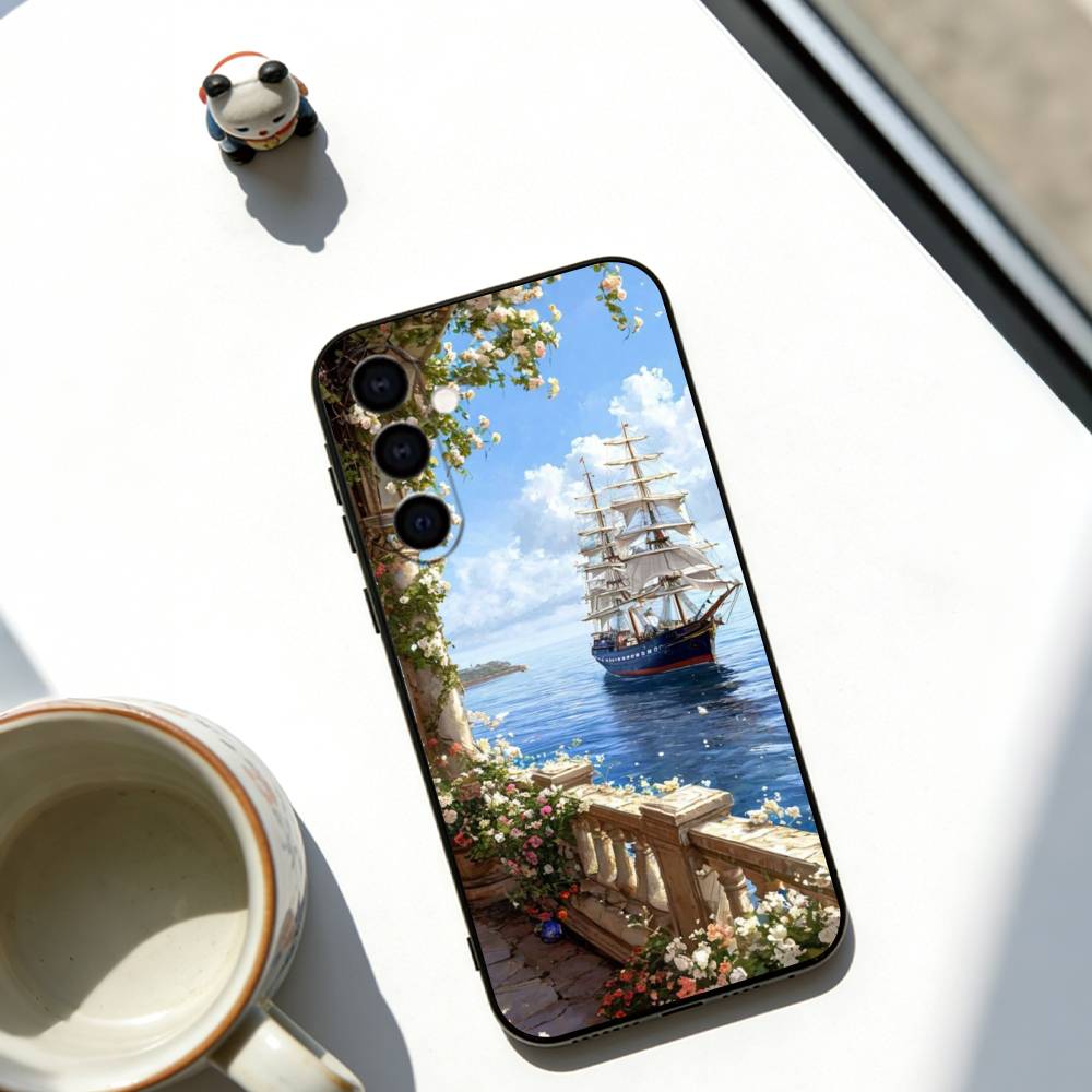 Sailing ship Phone Case Soft black For Samsung Galaxy A73,A72,A71,A70,A53,A52,A51