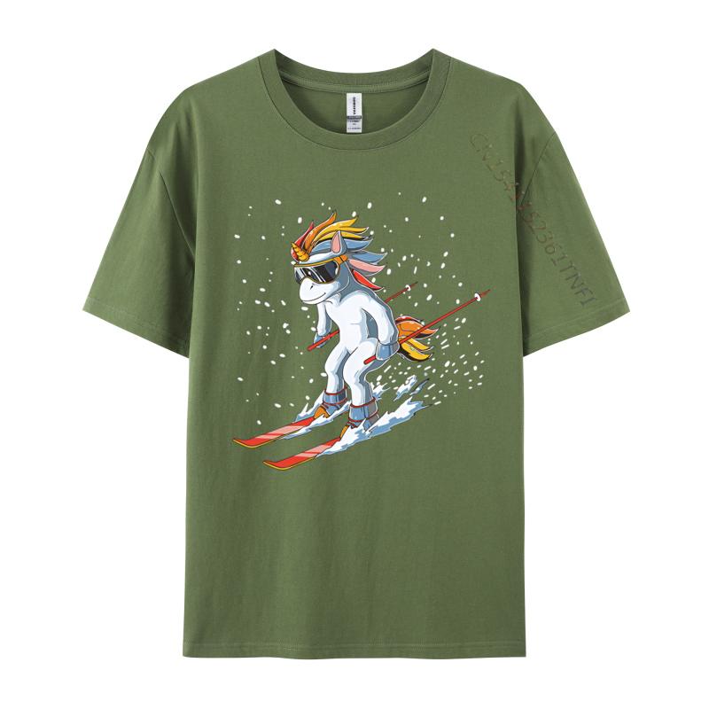 Cute Skiing Unicorn Girls Unicorn Tshirt Unisex Anime Printed Tshirts Gifts Tees Shirts Male Clothing