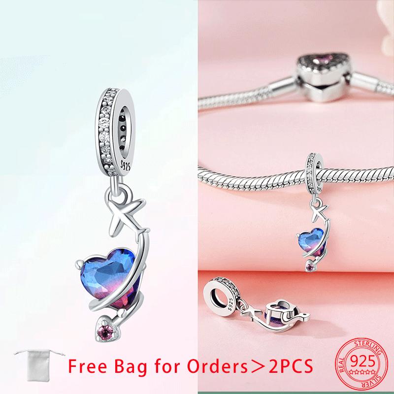 Authentic copper Charm Bead Charms Travel Zircon Airplane Luggage Sunglasses Bead Charms Pendant Compatible With Bracelets Jewellery Fine Gift