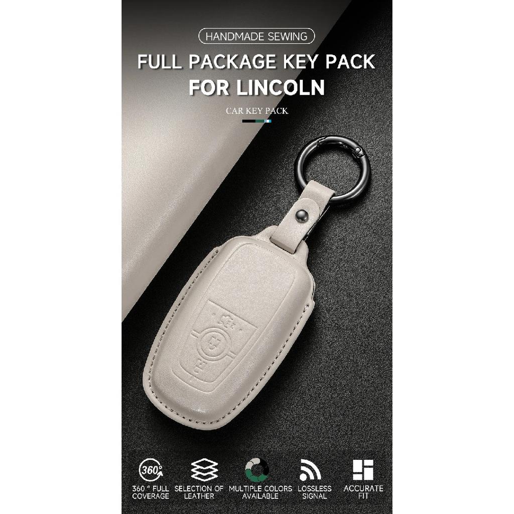 Leather Car Key Cover Case Protection Shell Keychain For Lincoln Continental MKC MKZ MKX Navigator Z Nautilus Aviator Corsair
