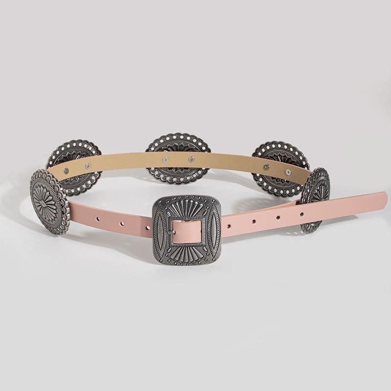Vintage Western Style Waist Belt Handmade Alloy Buckle For Ladies Daily Wear