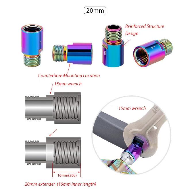Bike Bicycle Pedal Extender 16mm/20mm for 9/16 In Threaded Pedals Chrome-Molybdenum Steel