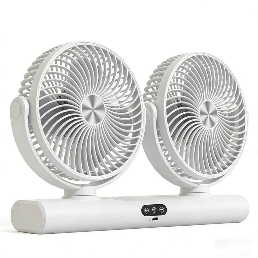 HOMEFISH New Dual Head Fan Home Desktop USB Charging 3-speed Fan Outdoor Camping Desktop Lighting Fan