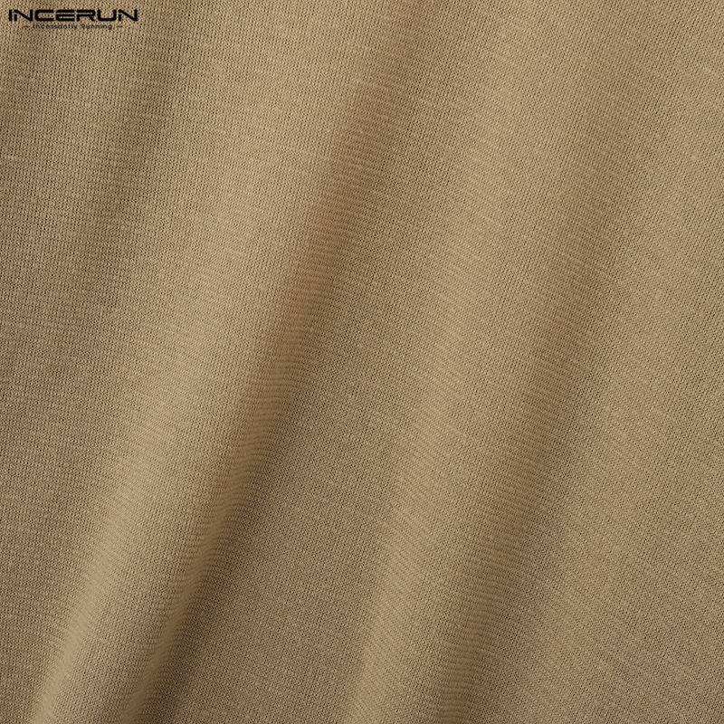 INCERUN Men Irregular Neck Long Sleeve Casual Texture T-shirts Tops