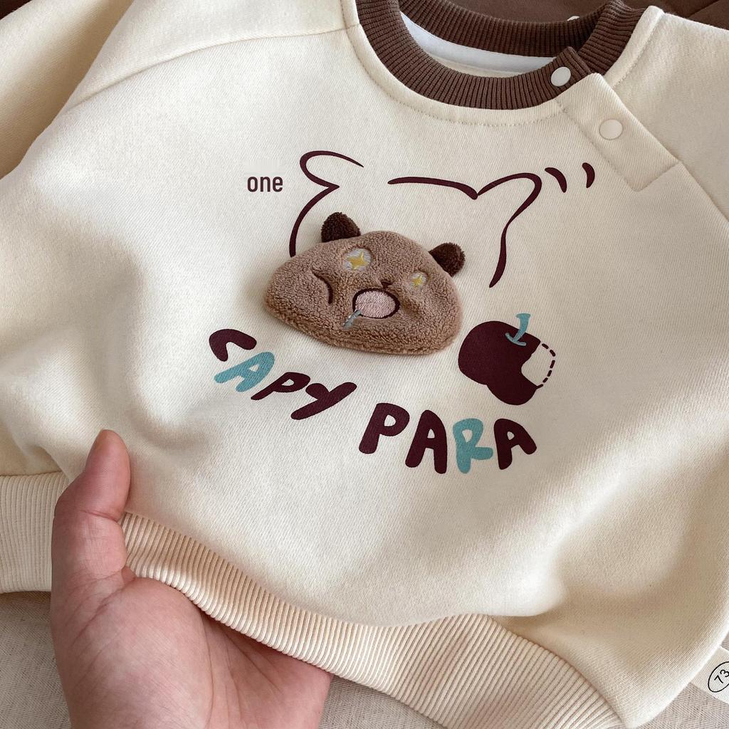 2025 Kids' Korean Style Winter Sweatshirt - Boys' Fashion Print & Girls' Cute Pullover