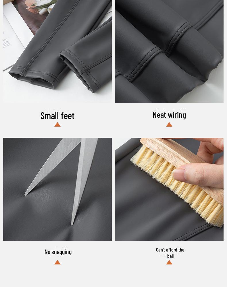 Dámské matné legíny z PU kůže s vysokým pasem a sametovou podšívkou - devítibodová délka, 2024.