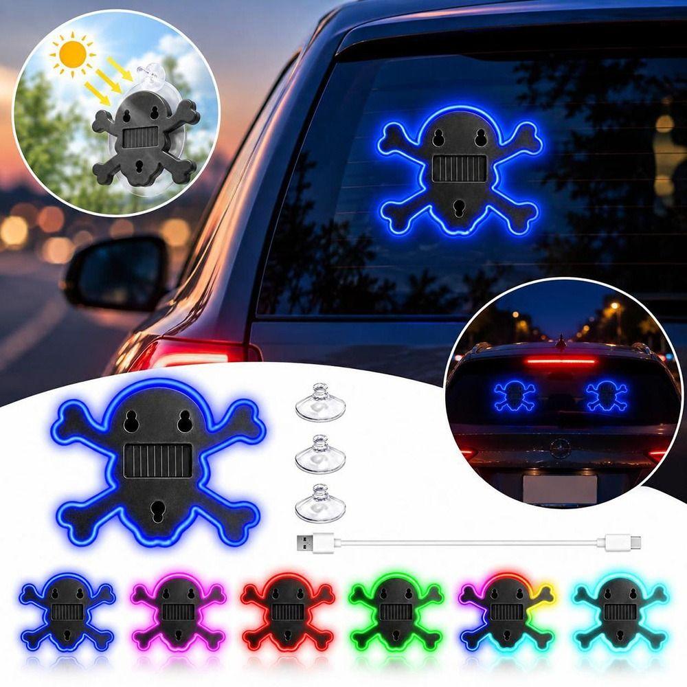 Multicolor Skull Lamp Solar Powered Solar Lamp New Skull Light Car Window Decor