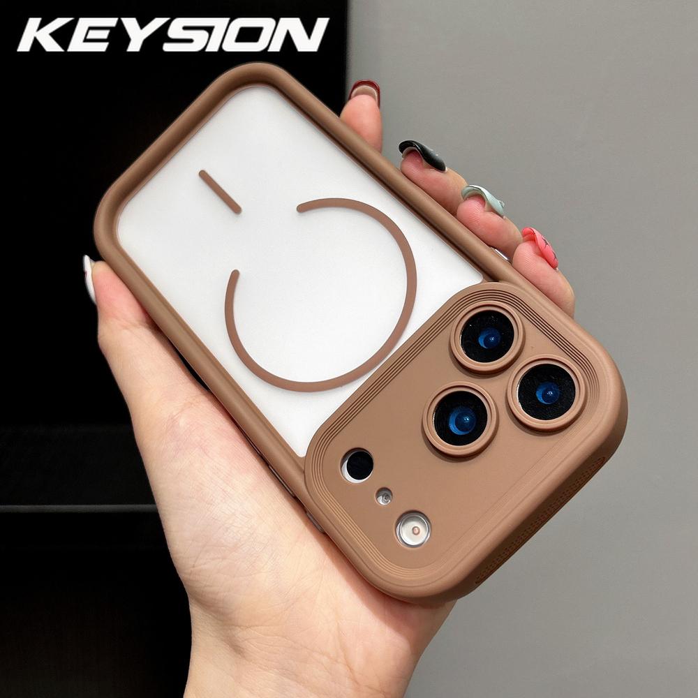 

KEYSION Transparent Matte Magnetic Phone Case for MagSafe for iPhone 17 Pro Max Air Silicone+PC Thickened Frame Shockproof Cover for iPhone 17 Pro Max хакі