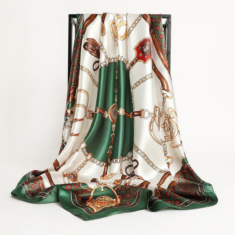 Dámský módní designový šátek do vlasů Krásný foulard Měkká saténová šála Hedvábné šátky Šátek 90*90cm Čtvercový Nákrčník Šátek na hlavu