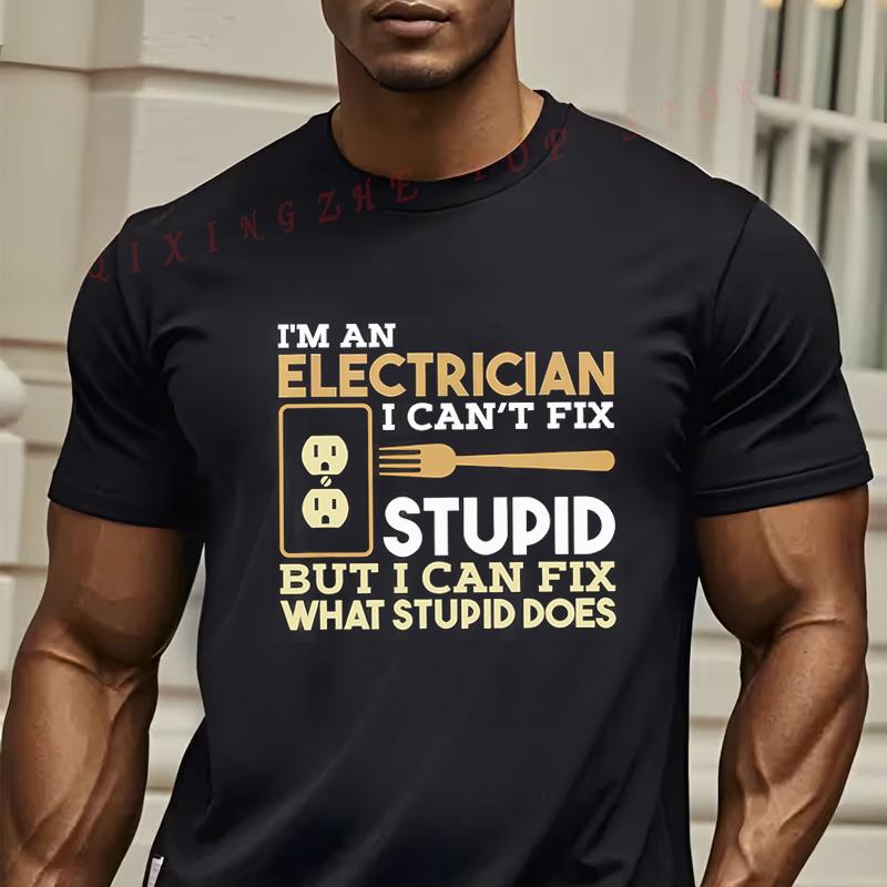Funny Electrician Jokes T-Shirt Casual Short Sleeve Tees