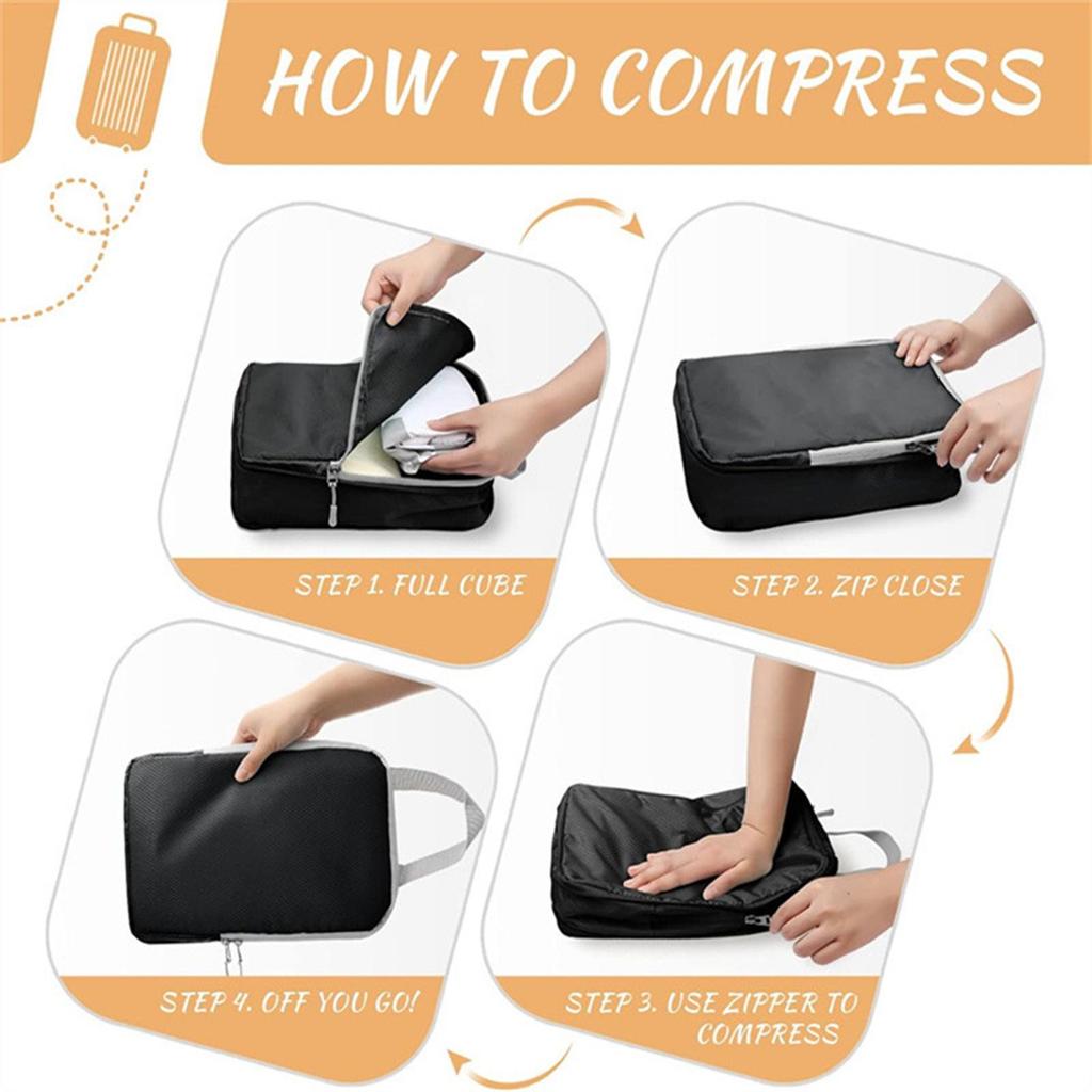 Compression Packing Cubes 4 Piece Packing Cubes For Travel Compression Vacuum Carry Bags Reusable For Suitcase Flight Luggage