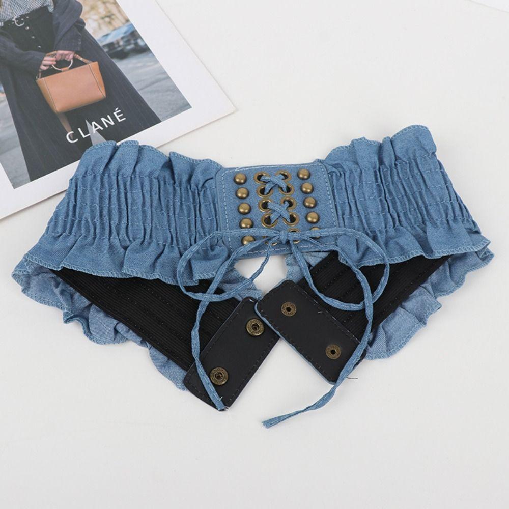 High Waist Female Waistband Lace Wide Waist Belt Slimming Denim Stretchy Cummerbunds Female