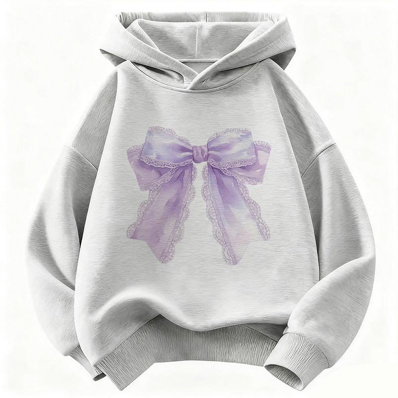 Harajuku Blue Bow Heart Funny Hoodie Kids Children's Sweatshirt Hoody for Boys Girls Casual Hoodies Hip Hop Clothes
