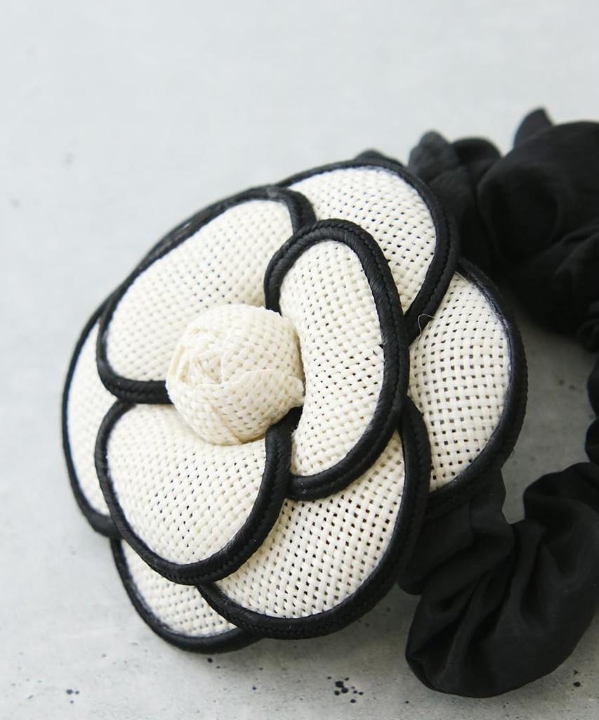 VINGTAINE Camellia Monochrome Elegant and Cute for and Kindergarten Entrance Ceremonies Scrunchie, Mesh, Adults, Weddings, After-Parties, Graduations,