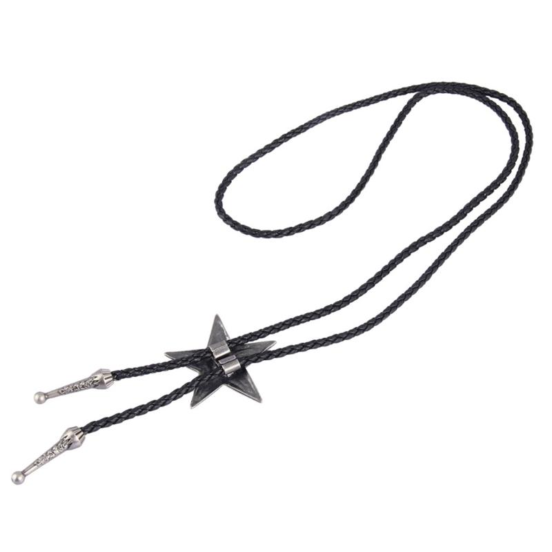 Vintage Star Choker Necklace Black Leather Cord Chain Necklace Waist Chain Fashion Jewelry Holiday Gifts for Men Women