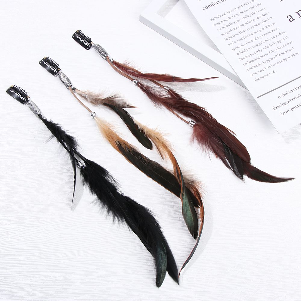 Fashion Handmade Extensions Hippie Headpieces Novelty Hairclips Headband Headwear Feather Hair Rope