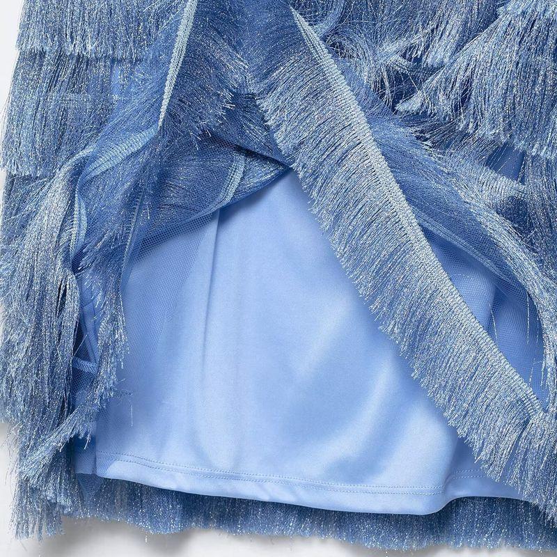 Kaslead New Women Clothes Western Style Fashion Simple Temperament Tassel Short Dress 8351046