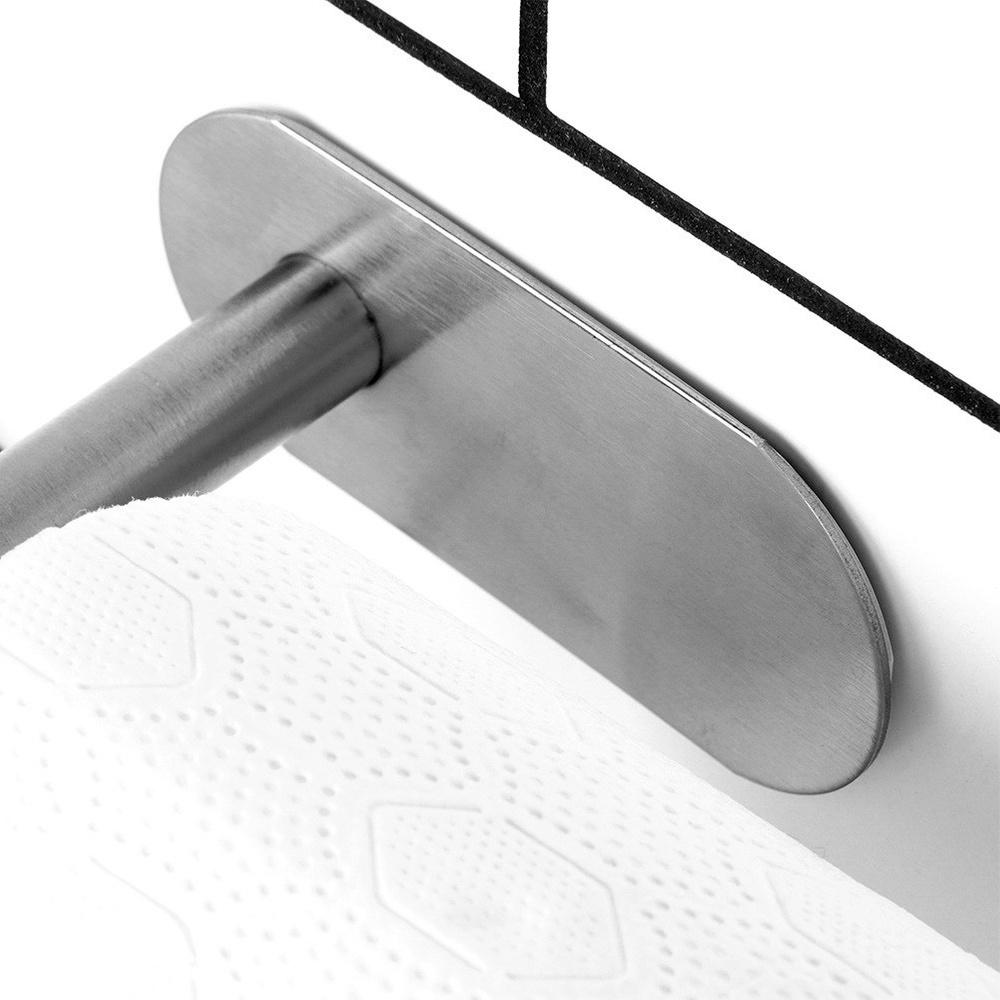 Toilet Paper Holder Wall Mounted Self-Adhesive Bathroom Hanger Silver