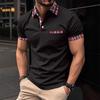 Polo da uomo con bottoni e taschino, colletto alla Henley – un top casual versatile