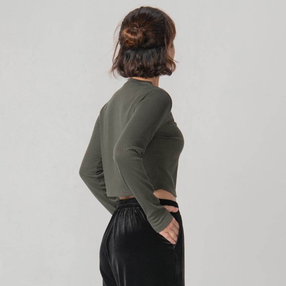 Duran Ribbed Finger Hole Crop T-Shirt Dtf3W-4120 3Colors