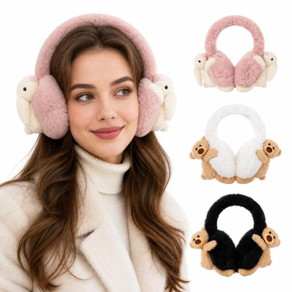 3D Plush Earmuffs Fluffy Faux Fur Ear Warmers Kawaii Windproof Ear Covers  For Women